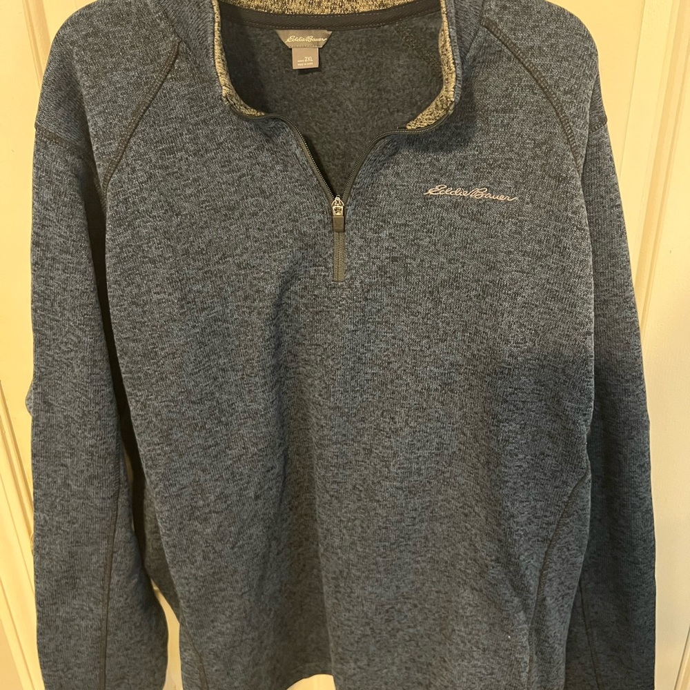 Eddie Bauer Men's Heathered Blue Zip-Up Sweater